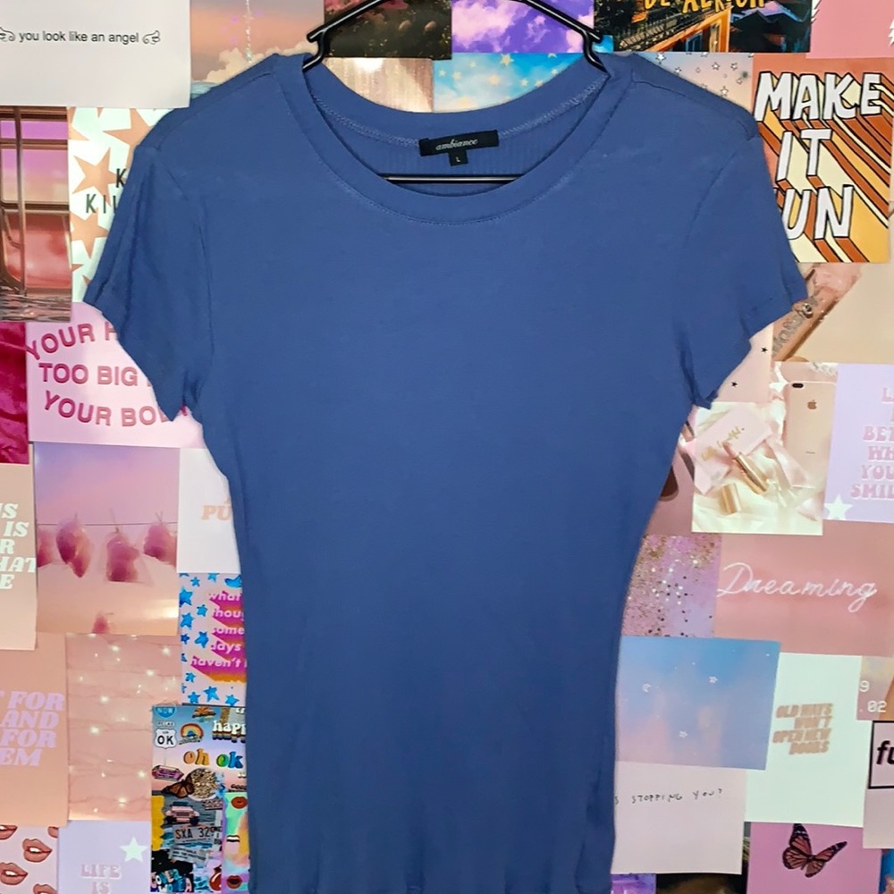 Medium blue tight tshirt ribbed as well!